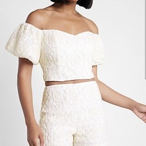 Express off white sequin work crop top